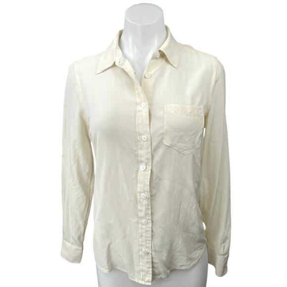 Equipment White 100% Silk Button Down Collar Long Sleeve Shirt Blouse Top Sz XS - Picture 1 of 4